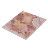 Roos kwarts en pastelroze marmer tegeltje (Zijkant)