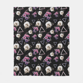 Roos kwarts en roze tourmaline donkerfloraal fleece deken