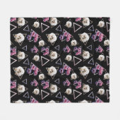 Roos kwarts en roze tourmaline donkerfloraal fleece deken (Voorkant (Horizontaal))