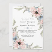 Roos Kwarts en Serenity Floral Rehearsal Dinner Kaart (Voorkant)