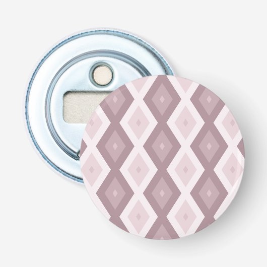 Roos kwarts roze diamantpatroon button flesopener (Voorkant)