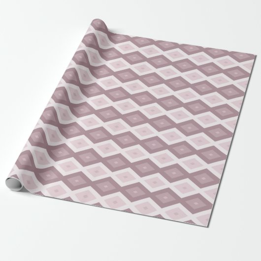 Roos kwarts roze diamantpatroon cadeaupapier (Uitgerold)