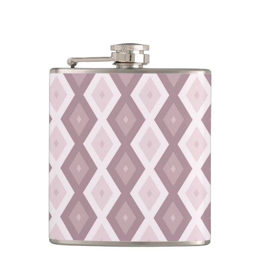 Roos kwarts roze diamantpatroon heupfles (Voorkant)