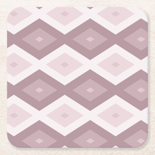 Roos kwarts roze diamantpatroon kartonnen onderzetters (Voorkant)