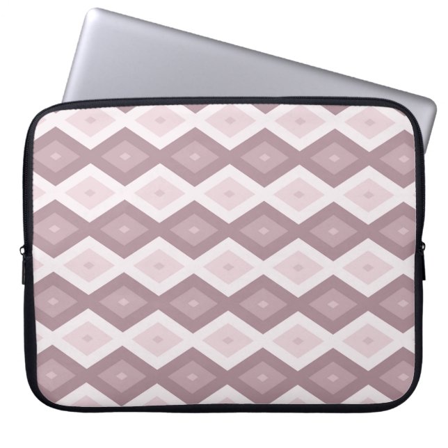Roos kwarts roze diamantpatroon laptop sleeve (Voorkant)