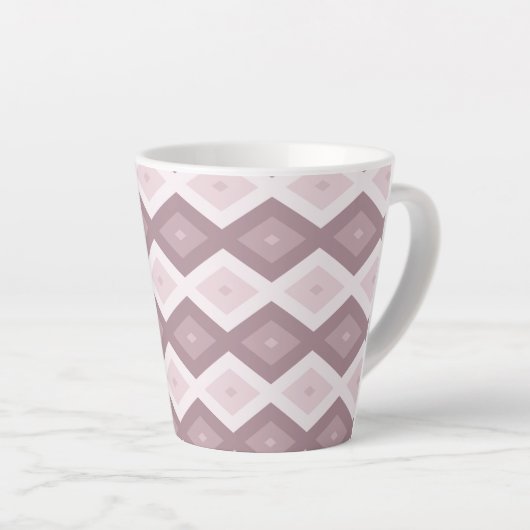 Roos kwarts roze diamantpatroon latte mok (Rechterhoek)