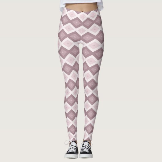 Roos kwarts roze diamantpatroon leggings (Voorkant)