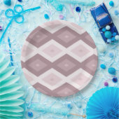 Roos kwarts roze diamantpatroon papieren bordje (Feest)