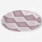 Roos kwarts roze diamantpatroon papieren bordje (Gekanteld)