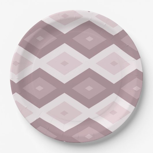 Roos kwarts roze diamantpatroon papieren bordje (Voorkant)
