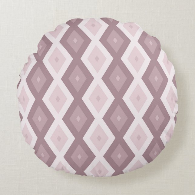 Roos kwarts roze diamantpatroon rond kussen (Voorkant)
