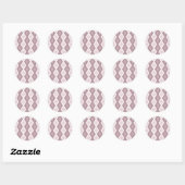 Roos kwarts roze diamantpatroon ronde sticker (Vel)