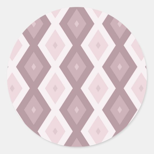 Roos kwarts roze diamantpatroon ronde sticker (Voorkant)