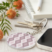 Roos kwarts roze diamantpatroon sleutelhanger (Voorkant Rechts)