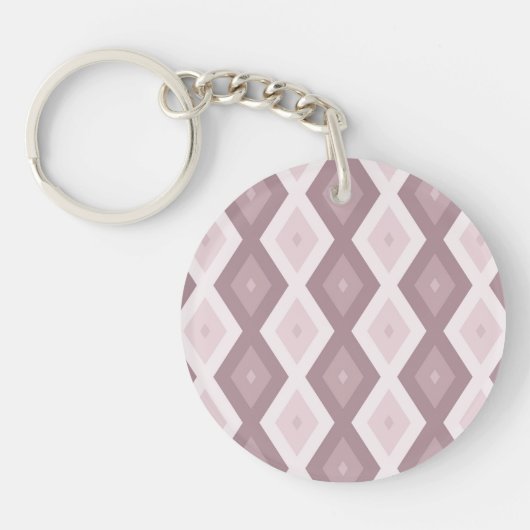 Roos kwarts roze diamantpatroon sleutelhanger (Voorkant)