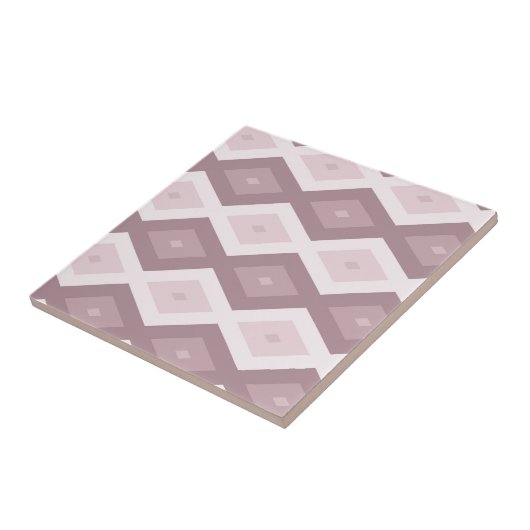 Roos kwarts roze diamantpatroon tegeltje (Zijkant)