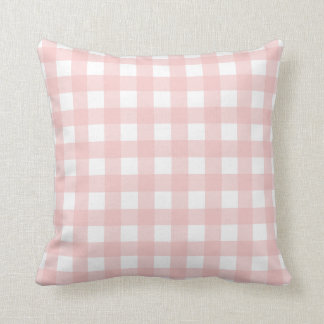 Roos kwarts roze en witte gingham check kussen