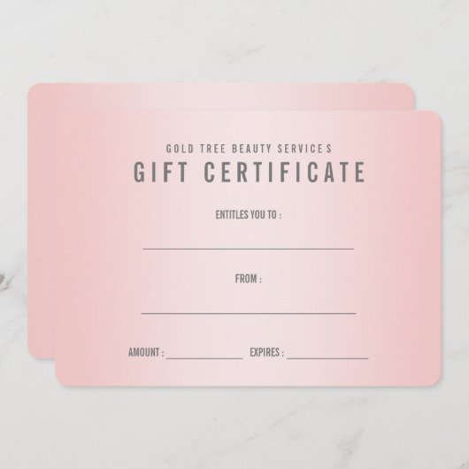 Roos Kwarts Shabby Chic Modern Cadeaubon (Voorkant / Achterkant)