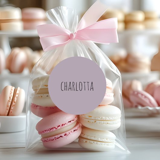 Roos kwarts | Zwart gepersonaliseerde naam Ronde Sticker