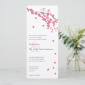 Roos kwartsroze Cherry Blossom Chickadee Weddensch Kaart (Staand voorkant)