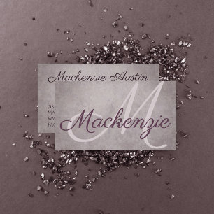 Roos kwartsteen   Dusty Mauve Pink Monogram Visitekaartje