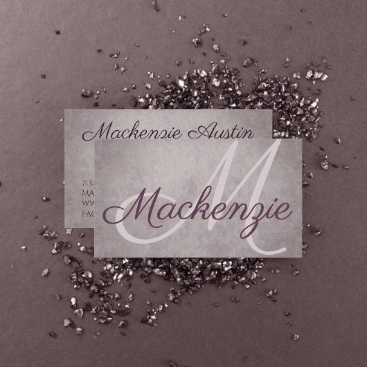 Roos kwartsteen | Dusty Mauve Pink Monogram Visitekaartje