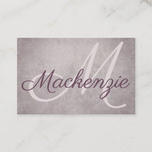 Roos kwartsteen | Dusty Mauve Pink Monogram Visitekaartje (Voorkant)
