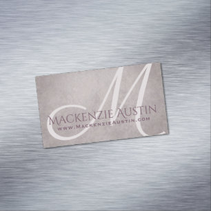 Roos kwartsteen Dusty Mauve Pink Monogram Visitekaartje Magneet