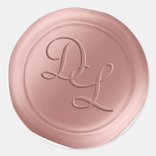 Roos Kwartz 2-Stickers met Monogram Wax Seal Ronde Sticker (Voorkant)