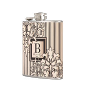 Roos Kwartz Damask Stripes Monogram Girly Neutral Heupfles (Links)