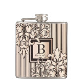 Roos Kwartz Damask Stripes Monogram Girly Neutral Heupfles (Voorkant)