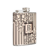 Roos Kwartz Damask Stripes Monogram Girly Neutral Heupfles (Rechts)