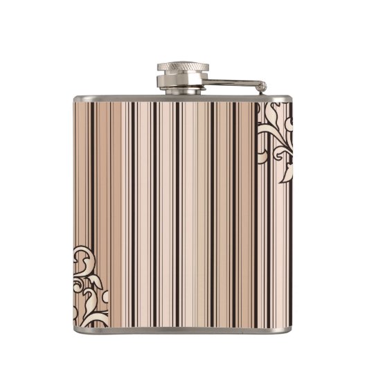 Roos Kwartz Damask Stripes Monogram Girly Neutral Heupfles (Achterkant)