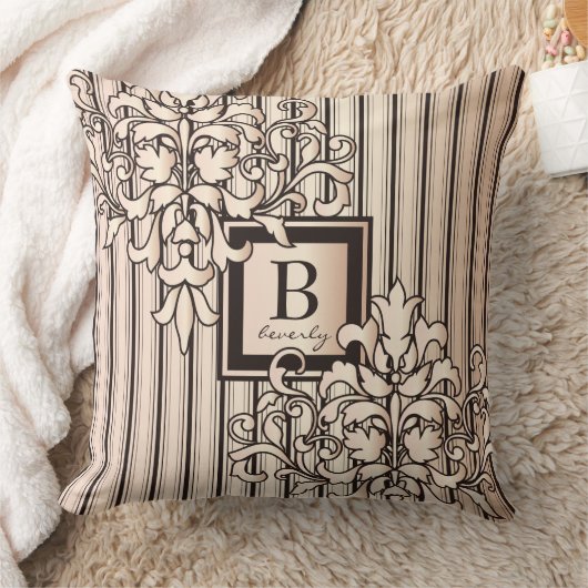 Roos Kwartz Damask Stripes Monotone Neutral Girly Kussen (Deken)