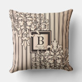 Roos Kwartz Damask Stripes Monotone Neutral Girly Kussen (Achterkant)