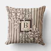 Roos Kwartz Damask Stripes Monotone Neutral Girly Kussen (Voorkant)