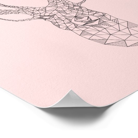 Roos Kwartz Deer Geometric Poster - pas kleur aan (Hoek)