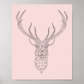 Roos Kwartz Deer Geometric Poster - pas kleur aan (Voorkant)