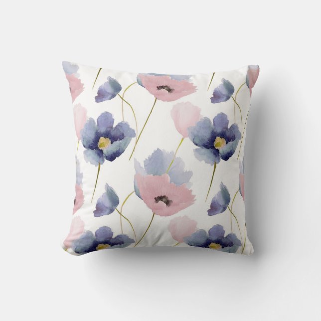 Roos Kwartz en Serenity Floral Pattern Kussen (Voorkant)