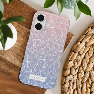 Roos Kwartz en Serenity Ombre Geometric Pattern iPhone 16 Hoesje