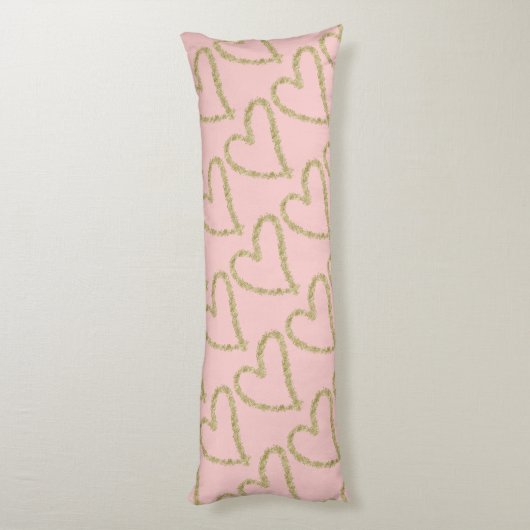 Roos Kwartz-roze Glitter Name Pillow Lichaamskussen (Achterkant (Verticaal))