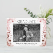 Roos Kwartz Waterverf Kristallen Foto Afstuderen Aankondiging (Staand voorkant)