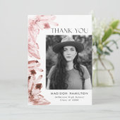 Roos Kwartz Waterverf Kristallen Foto Afstuderen Bedankkaart (Staand voorkant)