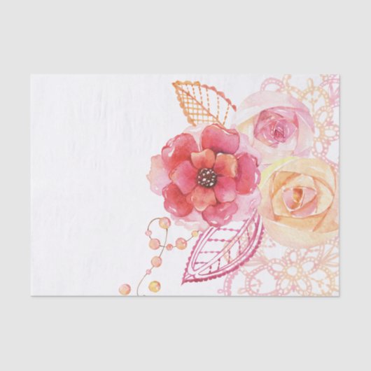 Roos Lace Beads Romantic Tissuepapier (Voorkant)