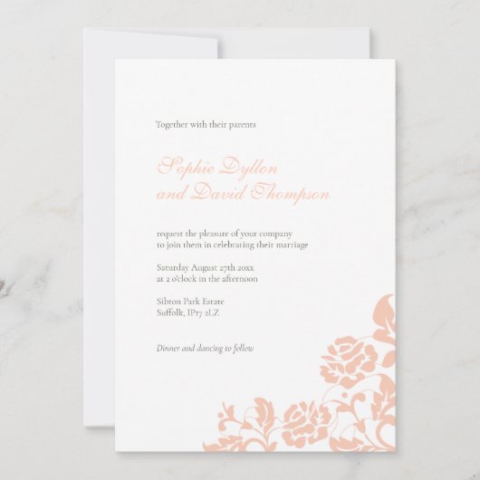 Roos Lace Pattern Weddenschap Kaart (Voorkant)