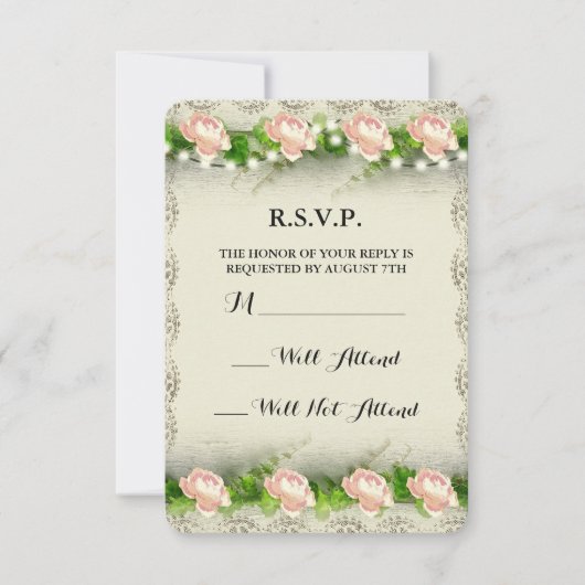  Roos & Lace Wedding R.S.V.P. RSVP Kaartje (Voorkant)