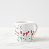 Roos lange stengelillustratie naam kunst espresso kop (Voorkant rechts)