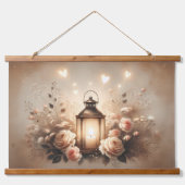 Roos Lantaarn Glow Boeket Hangend Wandkleed (Voorkant)