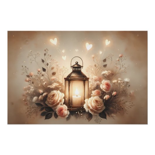 Roos Lantaarn Glow Boeket Perfect Poster (Voorkant)