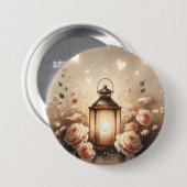 Roos Lantaarn Glow Boeket Ronde Button 7,6 Cm (Voorkant /achterkant)